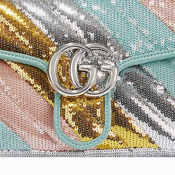 Gucci GG Marmont Multi-Color Sequined Shoulder Bag - Picture 7 of 9